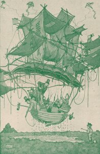 ハムステッドポンドから試験飛行を行うかなり初期のタイプの水上飛行機、c1918 1919 作： William Heath Robinson