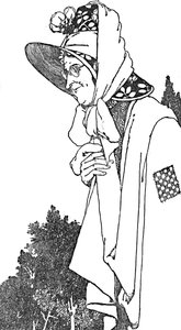 彼女はその上に最も美しい花が咲く大きな帽子をかぶっていた、c1930 作： William Heath Robinson