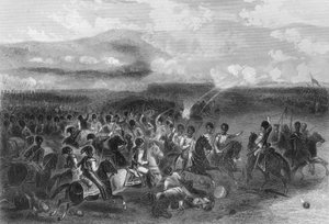 クリミア戦争、1854年、1857年のバラクラバの戦いにおける重騎兵の突撃。 作： W. Hulland