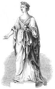 1845年、王立取引所に設置された女王陛下の大理石の像。 作： W. J. Linton