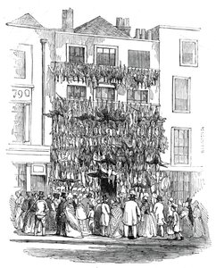 1845年、ホルボーン・ヒルのポールテラーの店。 作： W. J. Linton