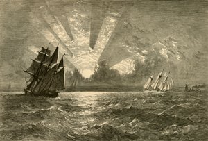 夕焼け、ミシガン湖」、1874年   作： W. J. Linton