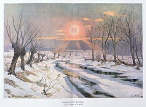 H. Kraemerによる「L&39;Univers et l&39;Humanite」のイラストによる太陽の金環日食 作： W.クランツ