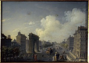 サン・ドニの港と大通り、1801年から1850年の間（油彩、絹、ガラス） 作： W. Lebelle