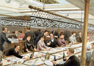 イン・ザ・ベイ、ディナータイム-「P und O Pencillings」の西洋のうねり、1890年頃 作： W. Lloyd