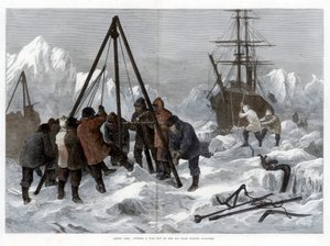 北極圏の生活、冬の氷河からの脱出、1875 作： W. Palmer