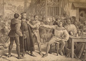 「ジャック・ケードの前に連れてこられたセイ卿とセレ」、1886年 作： W Ridgway