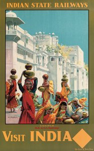 インド国営鉄道の広告ポスター、インド、ウダイプールをご覧ください（カラーリトグラフ） 作： W. S. Bylityllis