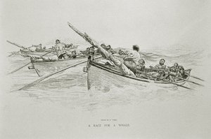 A Race for a Whale」（『Century Magazine』1890年6月号の「The Perils and Romance of Whaling」用）（リトグラフ版 作： W. Taber