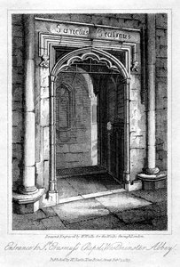セントエラスムスチャペルへの入り口、ウェストミンスター寺院、ロンドン、1817年。 作： W. Wallis