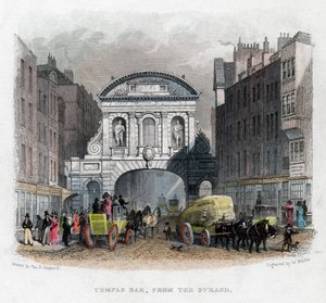テンプルバー、ストランド出身、ロンドン、1829年。 作： W. Wallis