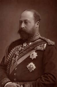 "エドワード7世（1841-1910）1901年からのイギリス国王（プリンス・オブ・ウェールズ在位中）。(ウッドベリータイプ) 作： W. and D. (after) Downey