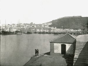 1895年、スペイン、マラガの街と港。