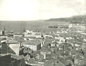 町と港、トリエステ、イタリア、1895。 作： W and S Ltd