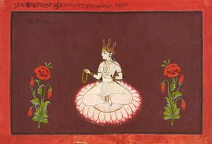 サラスワティ 女神シリーズのフォリオ 1680～1700年頃 作： Wajid