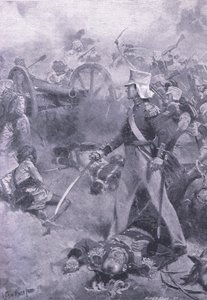 1849年1月13日、キリアンワラ：息子に守られたペニークイックの遺体、イギリス陸海戦争1915年 作： Wal Paget