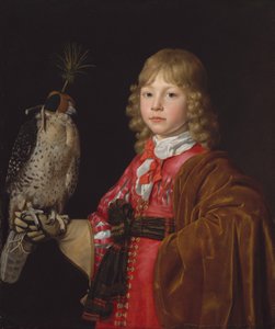 ハヤブサの少年の肖像画。 作： Wallerant Vaillant