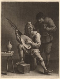 リュート奏者と酒飲み 作： Wallerant Vaillant after David Teniers the Younger