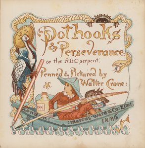 ウォルター・クレイン作『Pothooks and Perseverance』のイラスト（カラーリトグラフ） 作： Walter (after) Crane