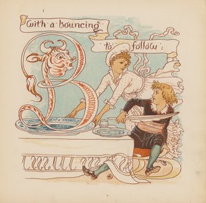 ウォルター・クレイン作『Pothooks and Perseverance』のイラスト（カラーリトグラフ） 作： Walter (after) Crane