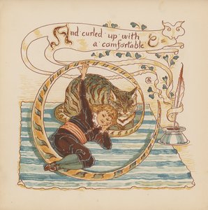 ウォルター・クレイン作『Pothooks and Perseverance』のイラスト（カラーリトグラフ） 作： Walter (after) Crane