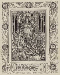 Spenser の Faerie Queene の新しい図解版のページ (白黒写真) 作： Walter (after) Crane