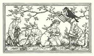 うさぎの嫁入り」（版画 作： Walter (after) Crane
