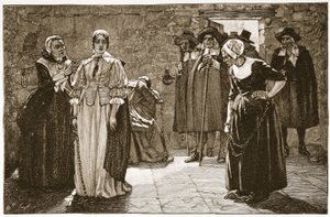 ソーサレス、ピューリタン時代の事件、H.D.M. による「英国国教会: 人民の歴史」のイラスト スペンス・ジョーンズ、パブ。 1910年頃（リソ）（セピア写真） 作： Walter (after) MacEwan