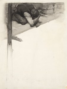 ビネット: 足場にしゃがむ男 作： Walter Appleton Clark
