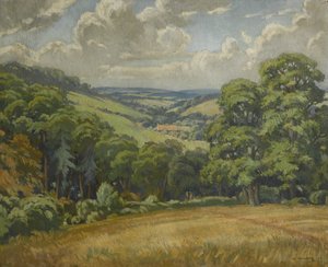 デボンシーン、ウィドクームムーアの近く、1949年頃（キャンバスに油彩） 作： Walter Ashworth
