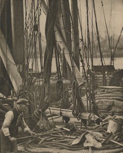 テムズ川のはしけのマストのふもと、c1935。 作： Walter Benington