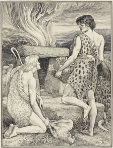 カインとアベル 作： Walter Crane (signed by artist)