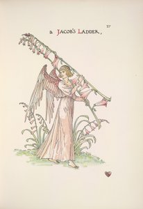 Uma escada de Jacob. Um anjo segurando uma escada feita de plantas 作： Walter Crane