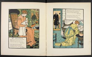 赤ちゃんを持つ母親。 物語「母」の挿絵。 作： Walter Crane