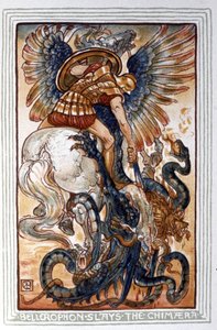 ベレロフォンがキマイラを殺している、c. 1900年（イラスト） 作： Walter Crane