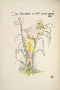 水の静けさによって。 水辺に佇む青年 作： Walter Crane