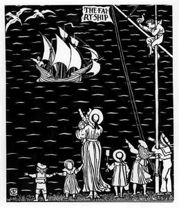 The Fairy Ship」のエンドペーパー 作： Walter Crane