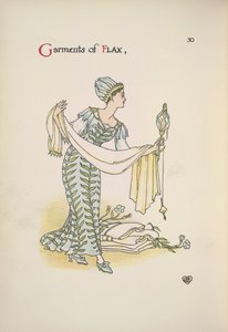 亜麻の衣服。 ショールを持った女性 作： Walter Crane
