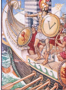彼はすべての矢のターゲットになりました、1930年代のギリシャの物語のイラスト