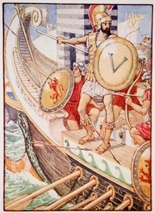 彼はすべての矢の的になった。イラストはメアリー・マクレガーの「The Story of Greece」より 作： Walter Crane