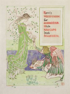 こちらがヴィーナスのメイデンヘア用のくぼみ、1899年（紙と鉛筆） 作： Walter Crane