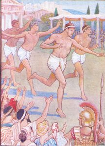 初期の時代には、単純な足競争が唯一のイベントでした。1930年代のギリシャの物語のイラスト 作： Walter Crane