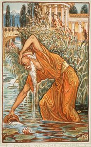 投手とミダス、イラスト、「少女と少年のための素晴らしい本」、Nathanial Hawthorne、1852年 作： Walter Crane