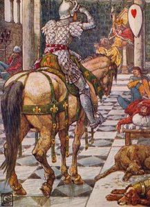 パーシバルは1911年に鼓動の盾を手に入れました。 作： Walter Crane