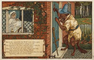 赤ずきん（カラーリトグラフ 作： Walter Crane