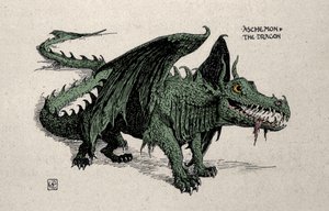 神話上のドラゴン「アシュケモン」を表現 ウォルター・クレーンが1899年に描いたもの。 作： Walter Crane