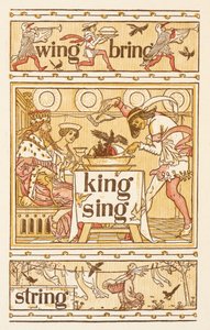 文字 G で終わる韻を踏む言葉。パイの中のクロウタドリ。 洗濯ライン。 ゴールデンプライマー。 作： Walter Crane