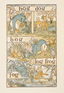 文字 G で終わる韻を踏む単語。ゴールデン プライマー。 作： Walter Crane