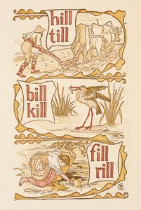 Palavras que rimam terminando na letra L. Lavrando. Uma cegonha. A cartilha dourada. 作： Walter Crane