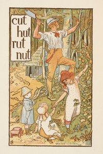 Rhyming words ending in the letter T. An illustration, showing a man cutting a tree. Three children are with him. The Golden primer.   1453982   ja       japanese Successfully Translated  Original: Manufacture of cutlery: cast ingot in a mold Translat: Man 作： Walter Crane